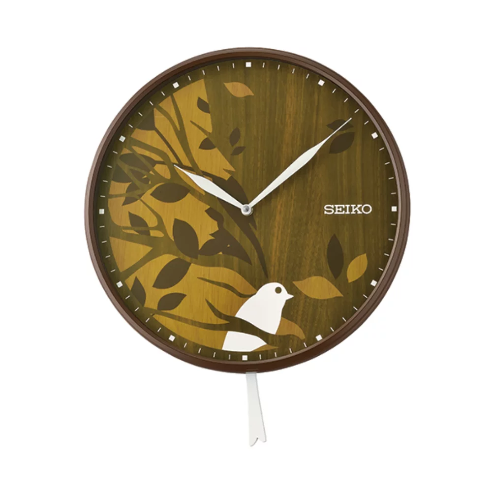 Horloge murale à pendule Seiko QCX243B - Marron