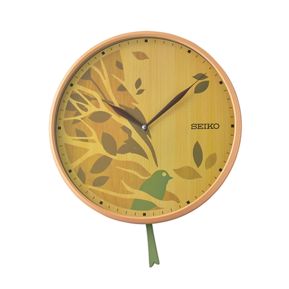 Horloge murale à pendule Seiko QCX243Z - Marron clair