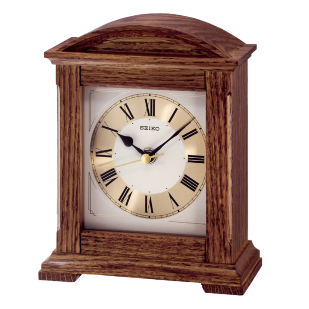 Horloge de bureau de cheminée en bois Seiko QXG123B