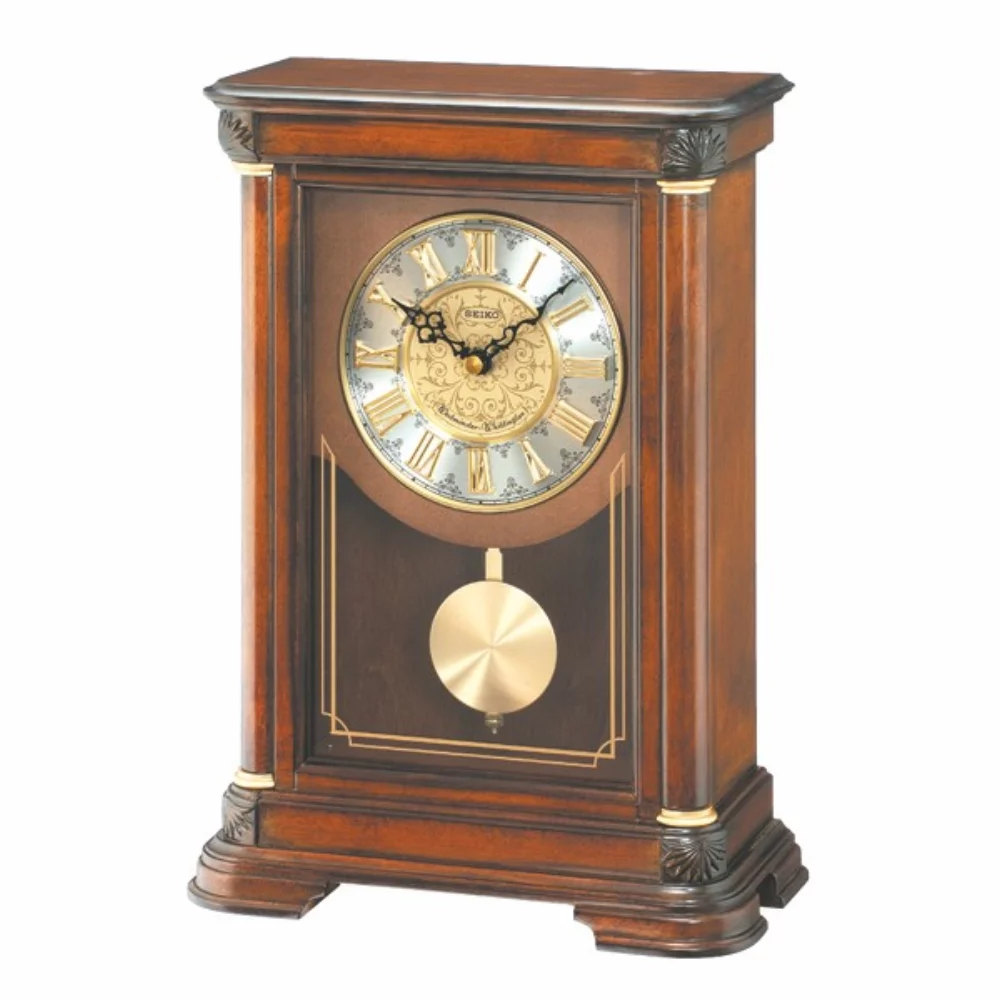 Horloge de cheminée à pendule en bois Seiko QXQ008B - Marron