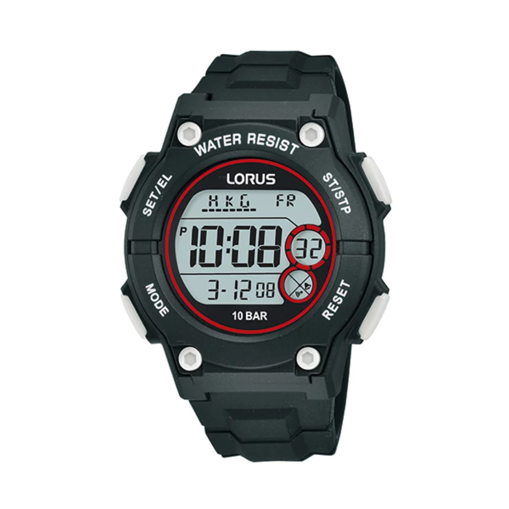 Montre de sport unisexe à chronographe numérique Lorus R2329P - Noir