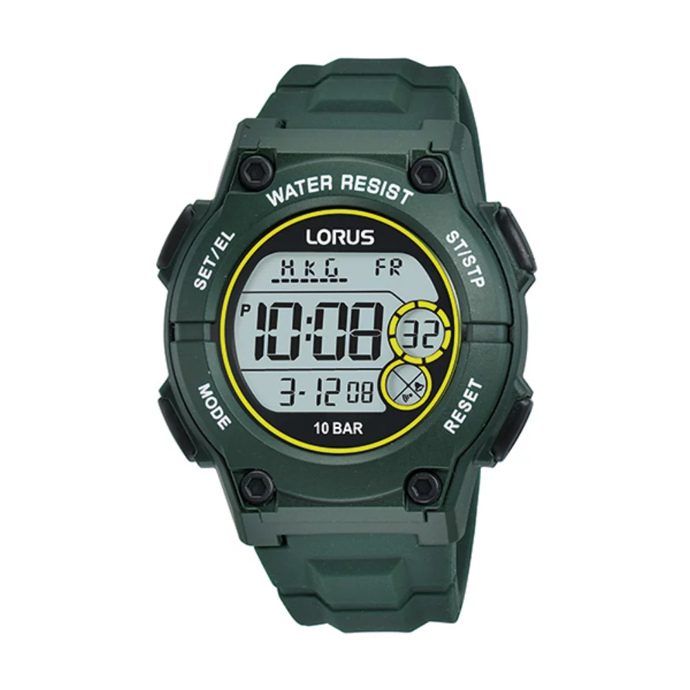 Montre de sport unisexe chronographe numérique Lorus R2333P - Vert