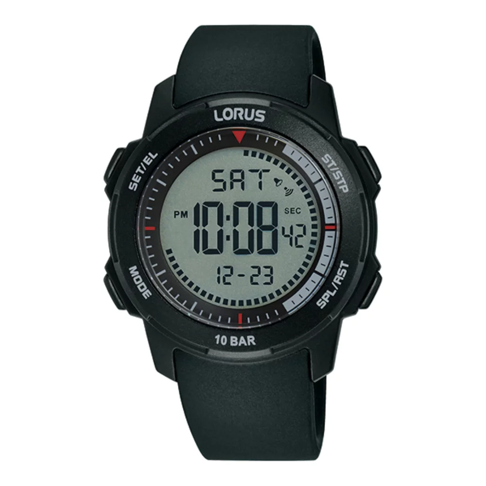 Montre de sport unisexe à chronographe numérique Lorus R2371P - Noir