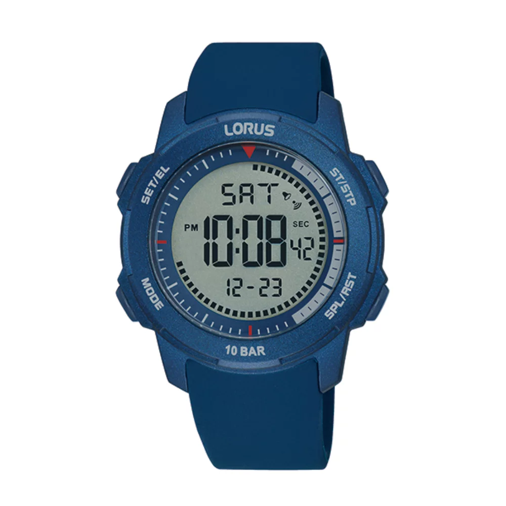 Montre de sport unisexe à chronographe numérique Lorus R2373P - Bleu