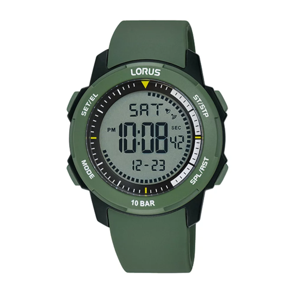 Montre de sport unisexe chronographe numérique Lorus R2373P - Vert