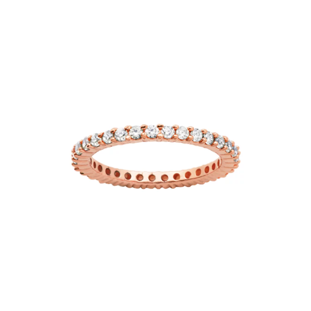 Bague d'éternité fine en zircone cubique en argent sterling - Or rose - Taille 6