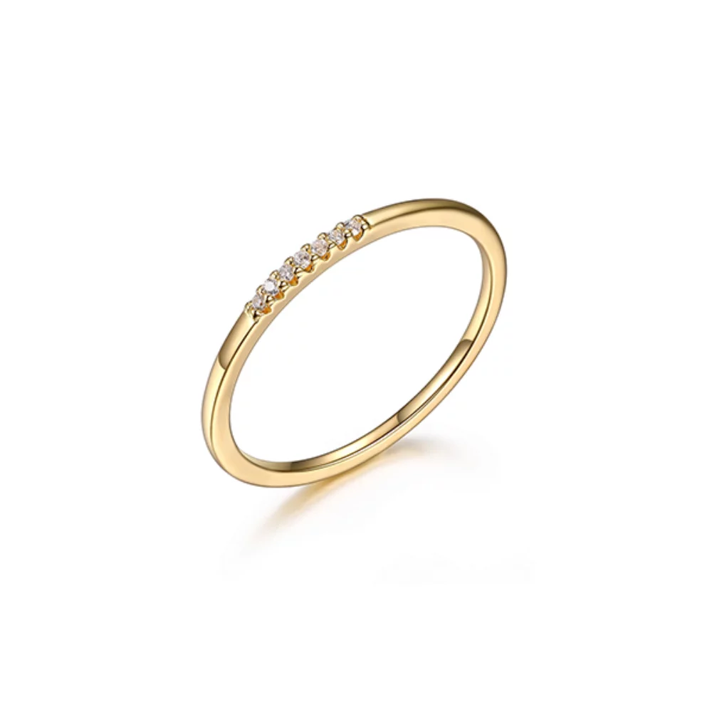 Bague empilable ultra fine en zircone cubique Diamondlite en argent sterling - Or - Taille 6