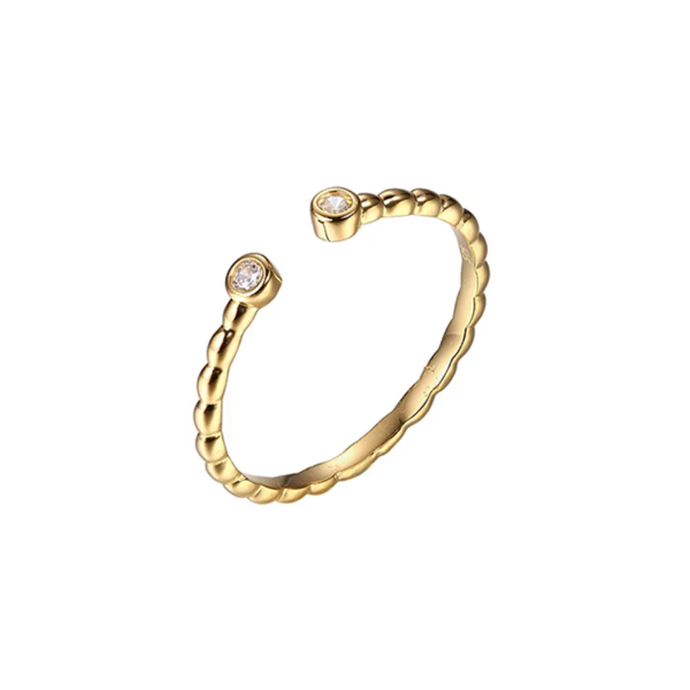 Diamondlite Cubic Zirconia Twisted Open Ring in Sterling Silver - Gold - Size 7