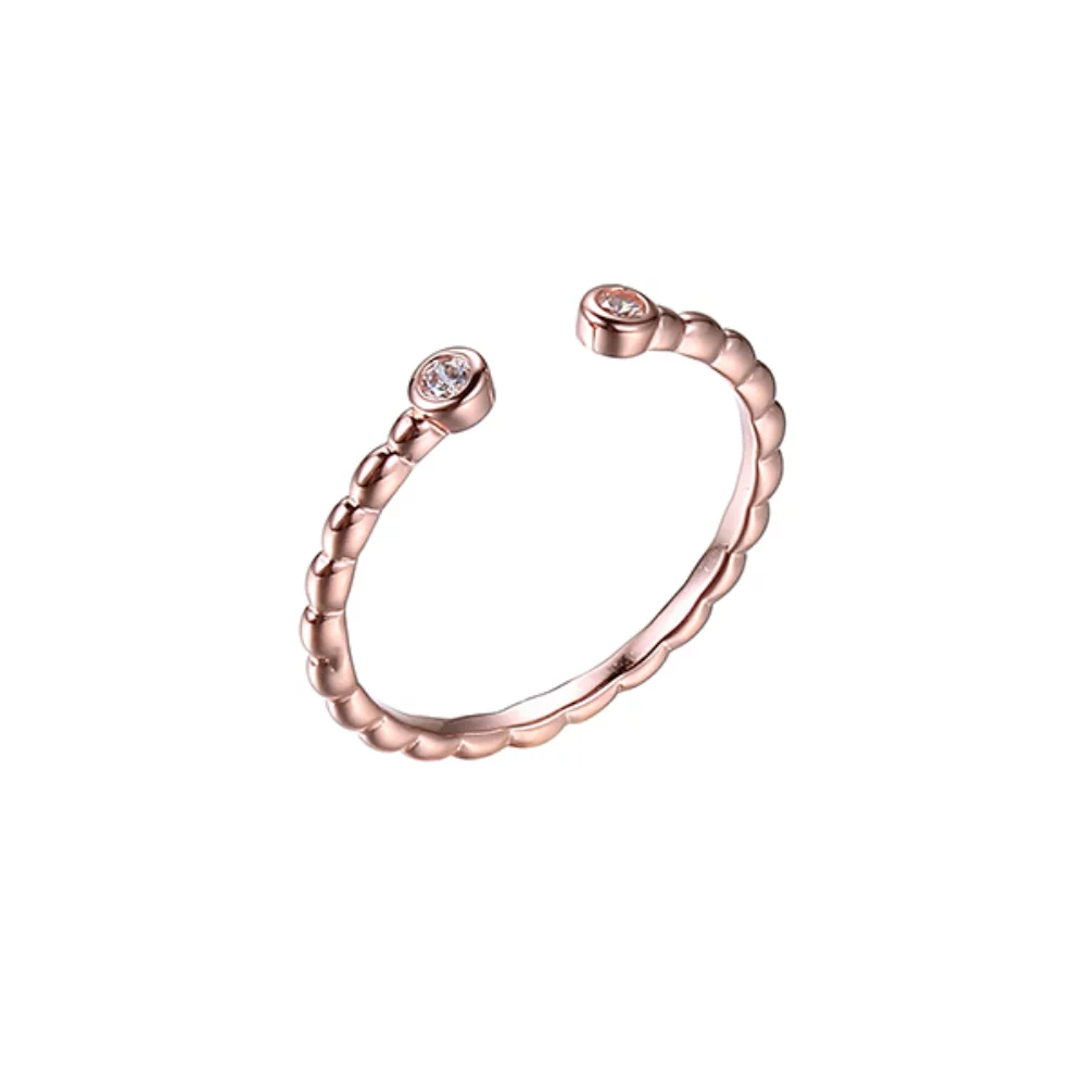 Bague ouverte torsadée en zircone cubique Diamondlite en argent sterling - Or rose - Taille 7