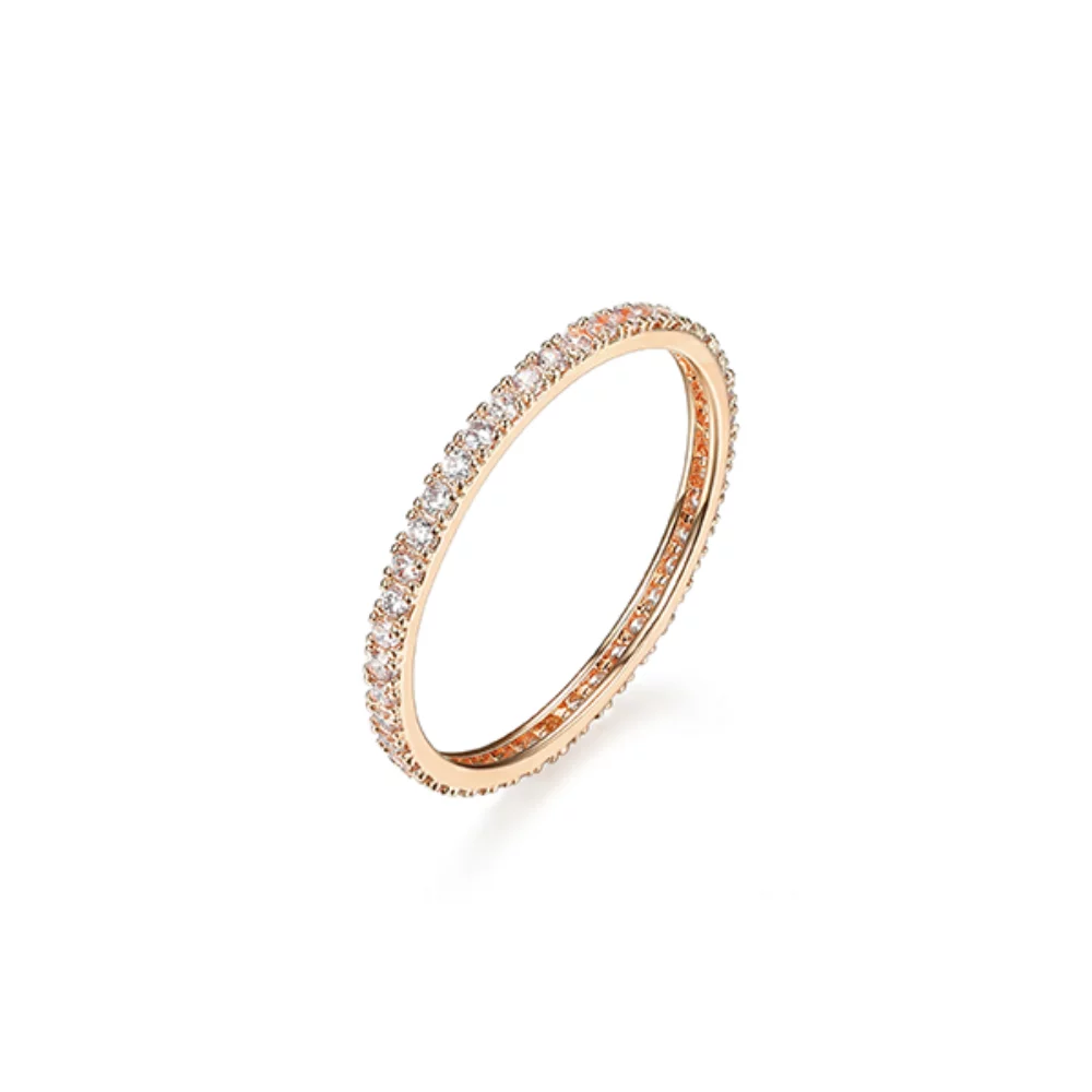 Bague d'éternité ultra fine en zircone cubique Diamondlite - Or rose - Taille 8
