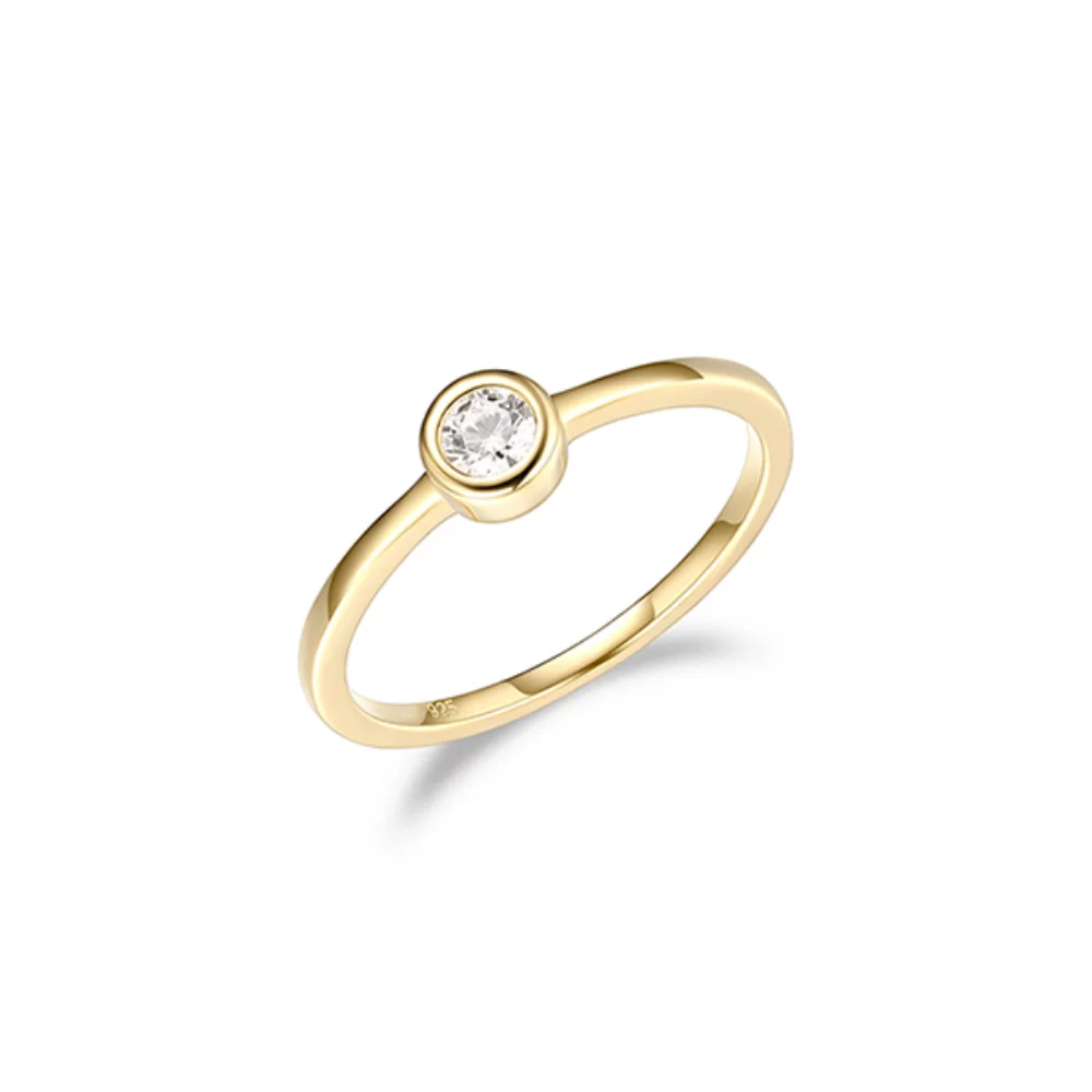 Bague solitaire en zircone cubique Diamondlite de 3,5 mm en or avec serti clos - Taille 7