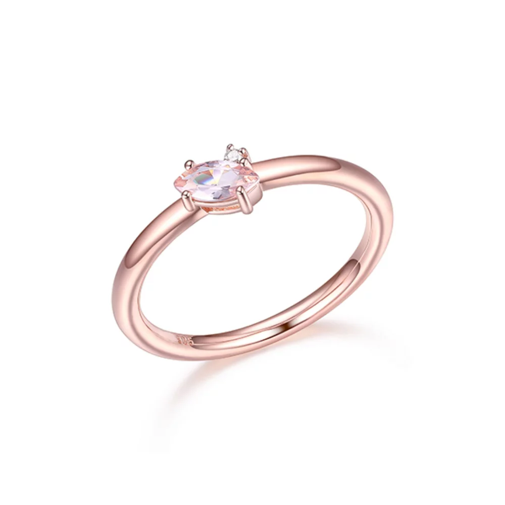 Bague marquise en zircone cubique Diamondlite et morganite simulée de 6x3mm - Rose - Taille 7