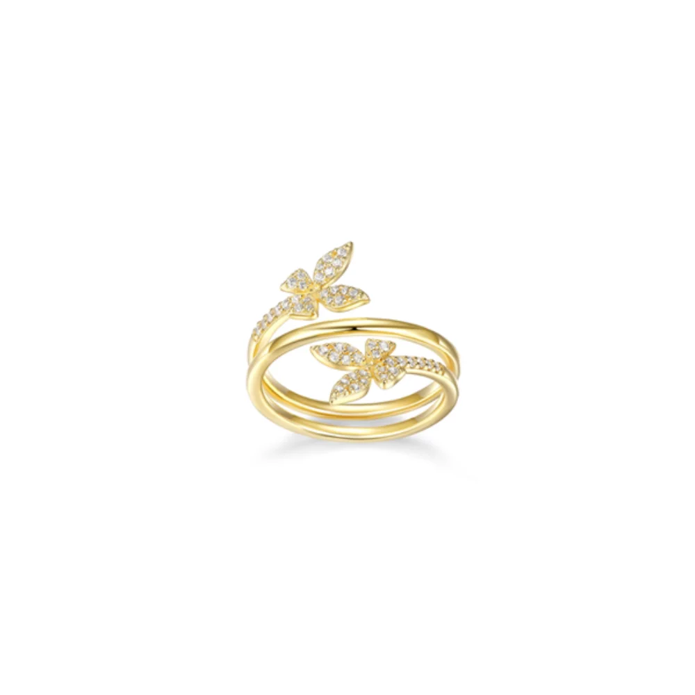 Diamondlite Cubic Zirconia Wrap Around Butterfly Ring - Gold - Size 7