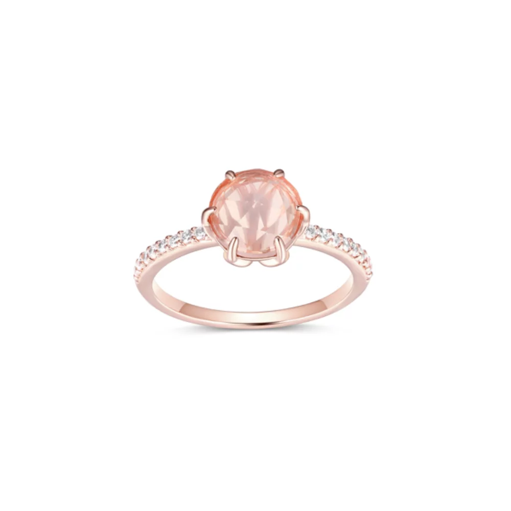 Bague Fleur De Vie en zircone cubique Diamondlite et quartz rose - Or rose - Taille 7