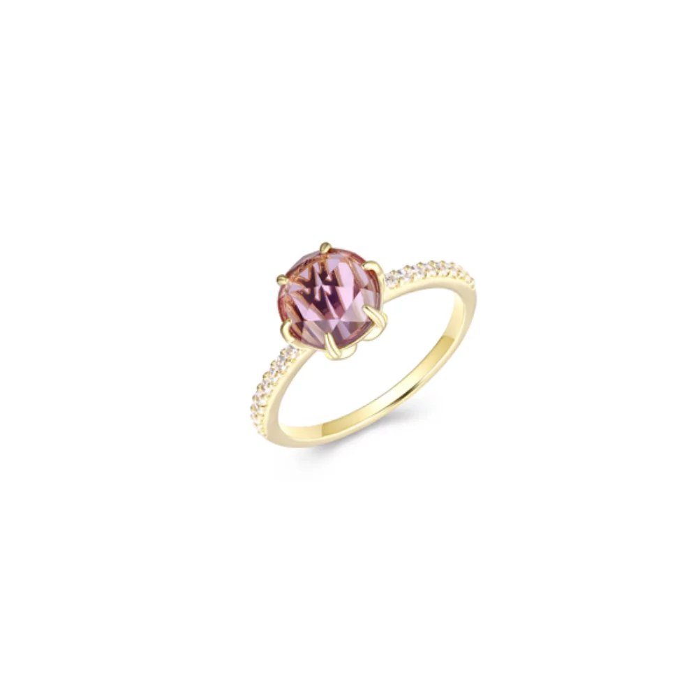 Bague Fleur De Vie Diamondlite en zircone cubique et améthyste - Or - Taille 7