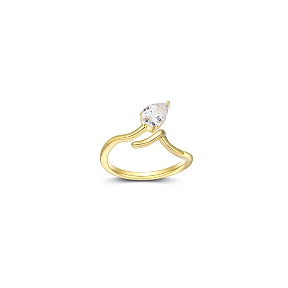Diamondlite Cubic Zirconia Pear "Serenade" Ring - Gold - Size 6