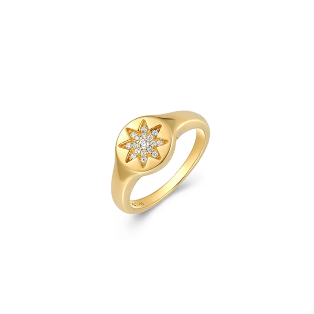 Goddess Star Signet Ring - Gold - Size 6