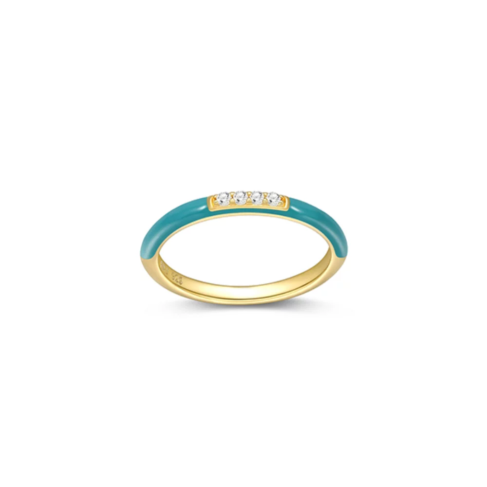 Cotton Candy Collection Diamondlite Cubic Zirconia Enamel Stackable Ring - Blue - Size 6