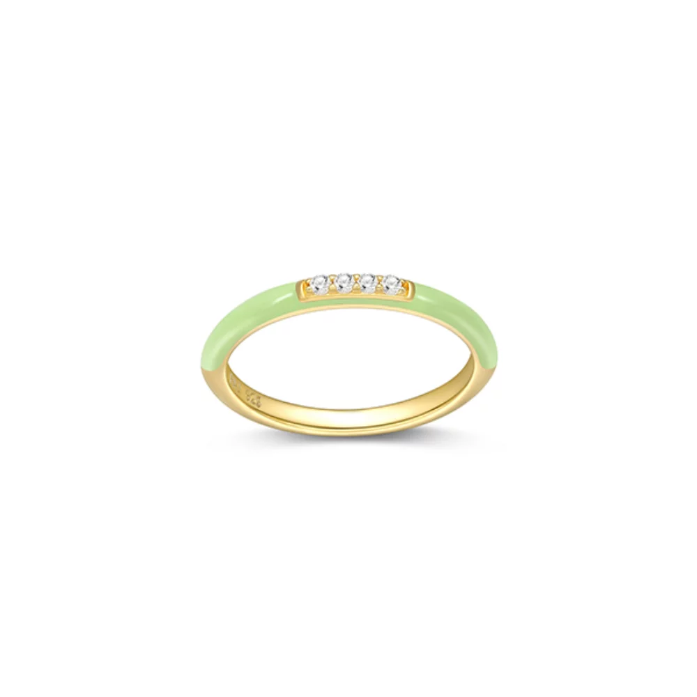 Collection Cotton Candy Diamondlite Bague Empilable en Zircone Cubique Émaillée - Vert - Taille 7