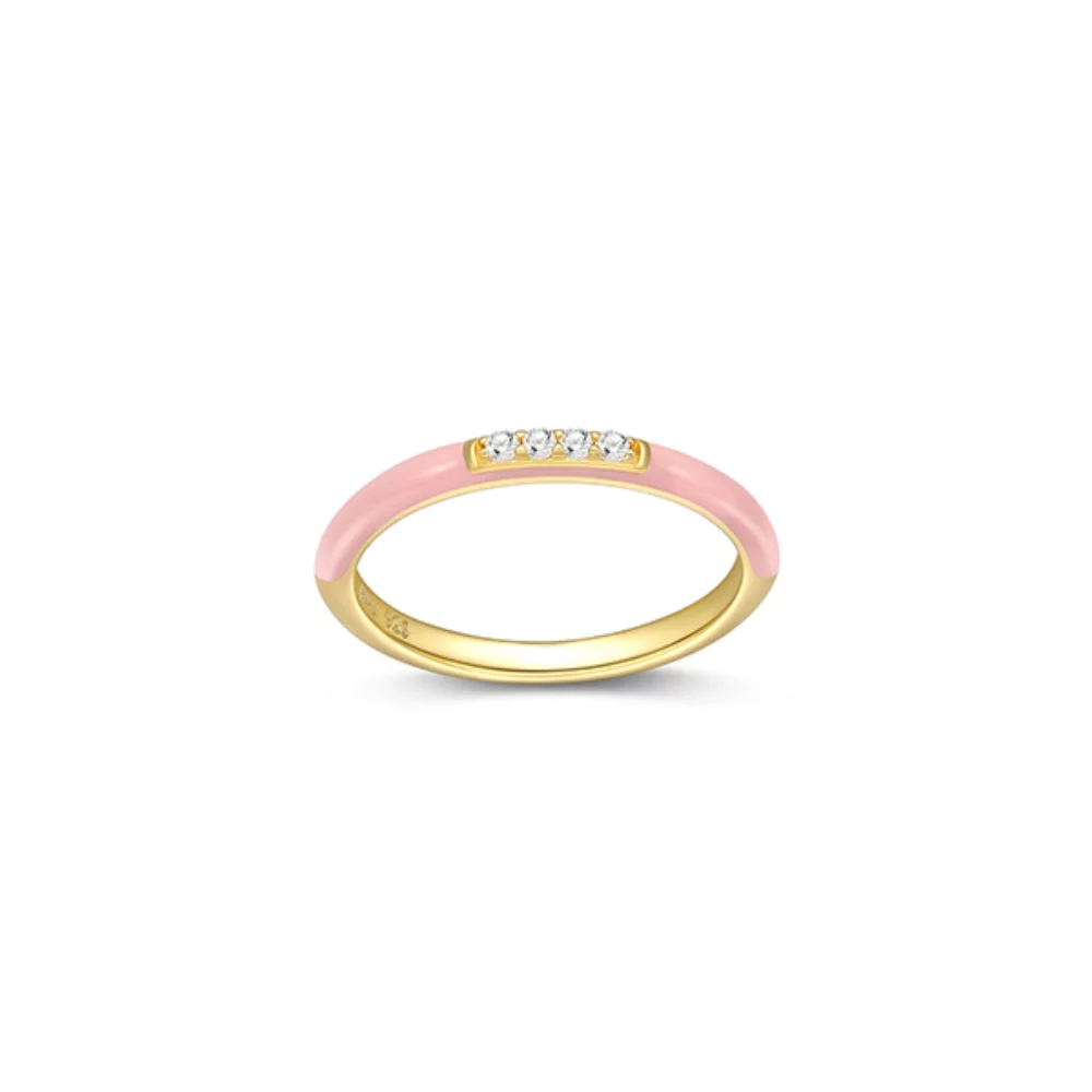 Cotton Candy Collection Diamondlite Cubic Zirconia Enamel Stackable Ring - Light Pink - Size 8