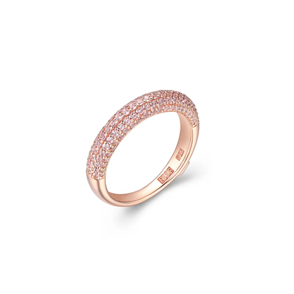 ELLE "Stardust" 5-Row Clear Cubic Zirconia Half Eternity Ring - Rose Gold - Size 8