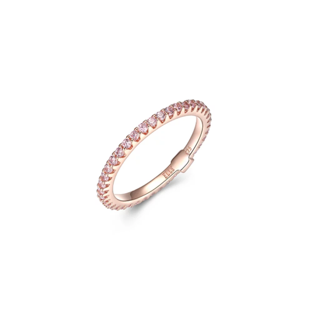 BAGUE D'ÉTERNITÉ Skinny en zircone cubique transparente "Stardust" - Or rose - Taille 8