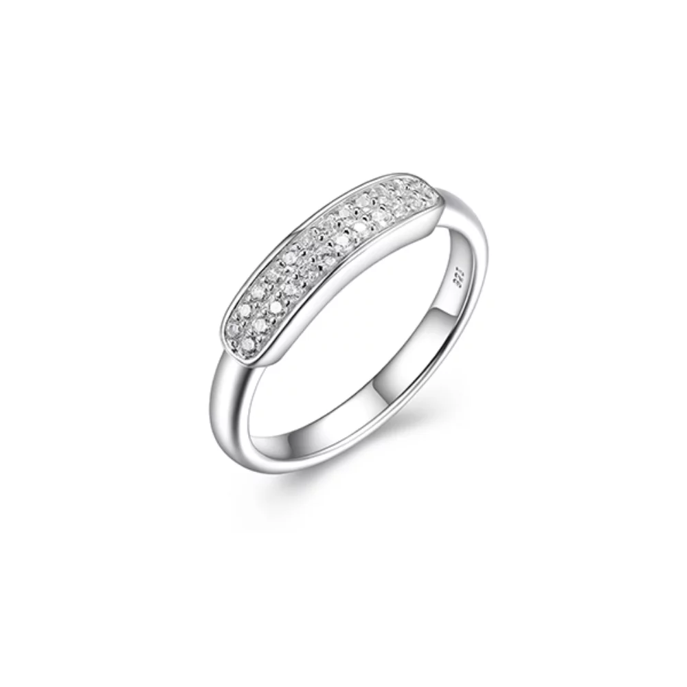 Bague en argent sterling Charles Garnier "PAPERCLIP" avec zircone cubique - Argent - Taille 7