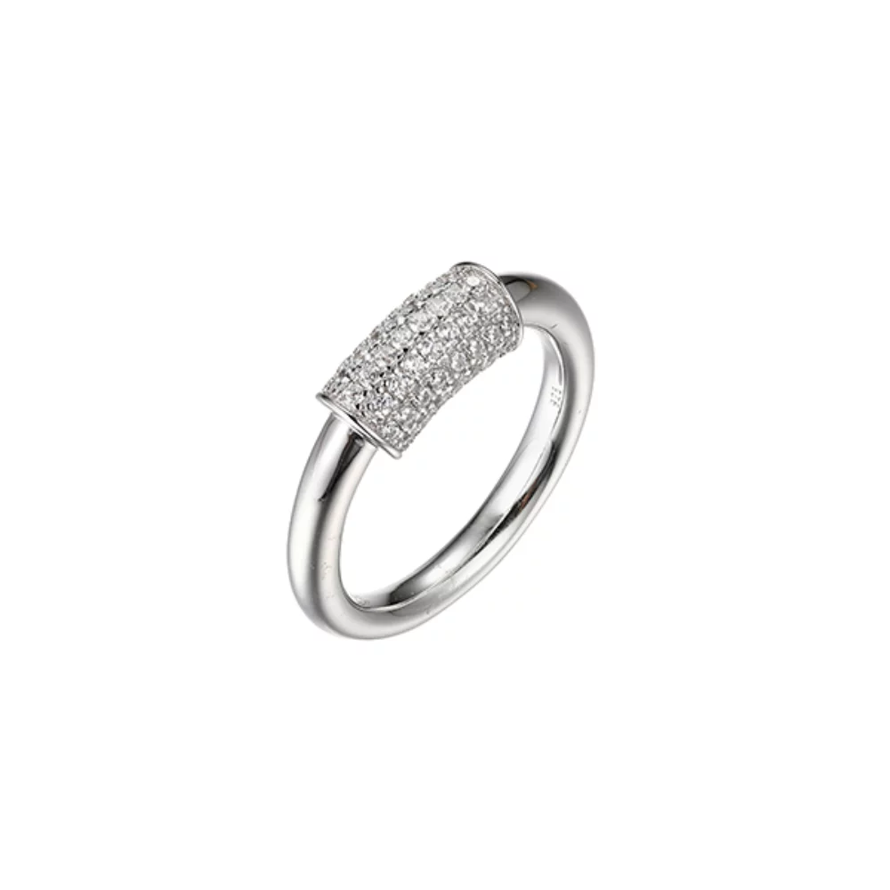 Bague en argent sterling Charles Garnier "PAPERCLIP" avec pavé de Diamondlite - Argent - Taille 8
