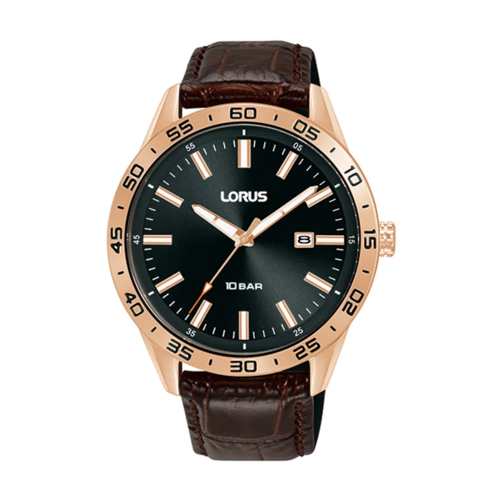 Montre de sport pour hommes Lorus RH954Q - Noir et Or Rose
