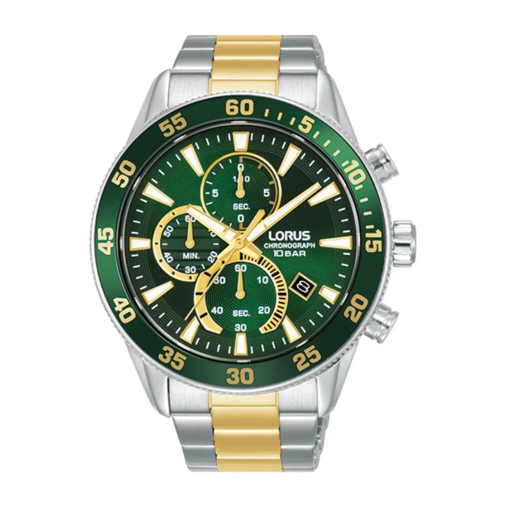 Lorus RM327J Chronograph Men Watch - Green and Gold
