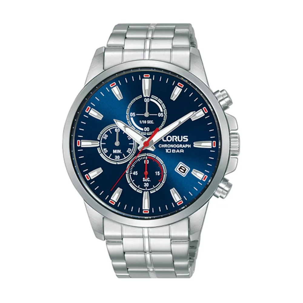 Montre pour homme Lorus RM379H chronographe - argent et bleu