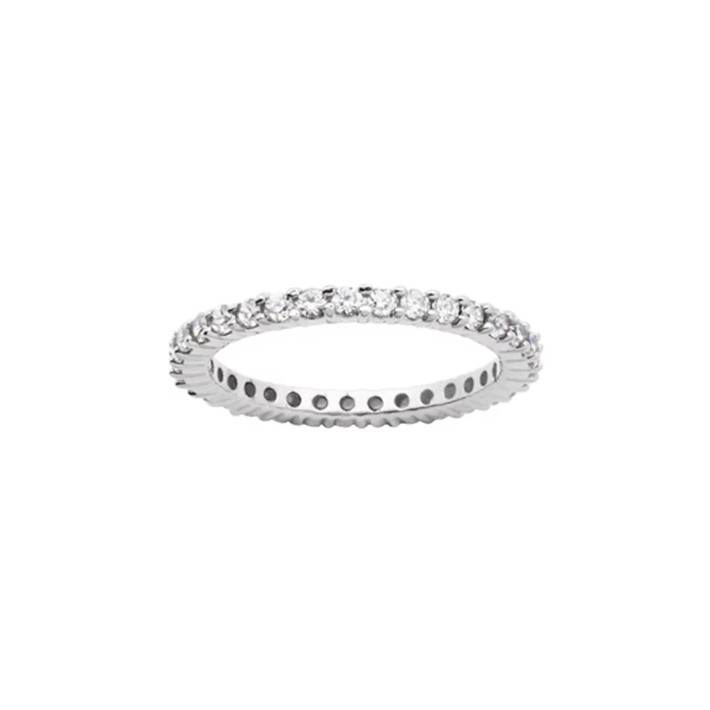 Bague d'éternité fine en zircone cubique en argent sterling - Argent - Taille 6