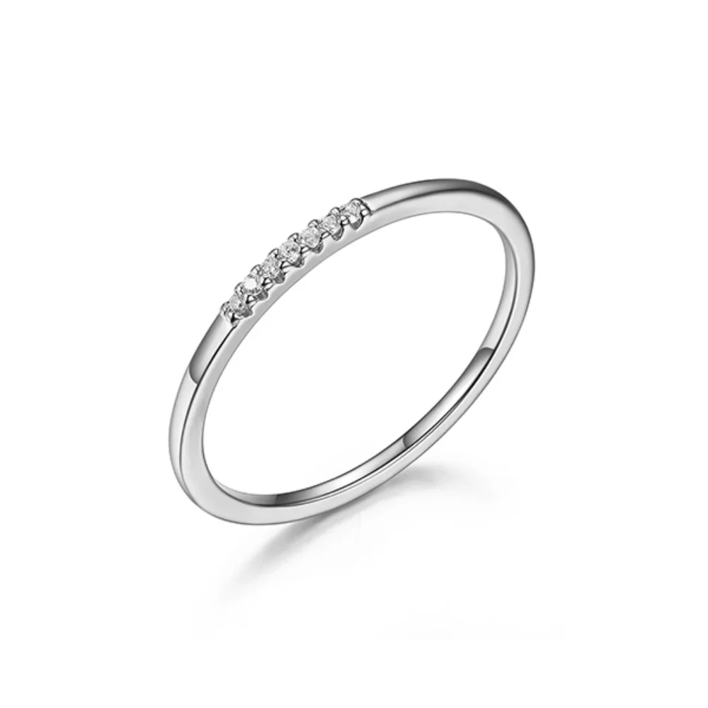 Bague empilable ultra fine en zircone cubique Diamondlite - Argent - Taille 5