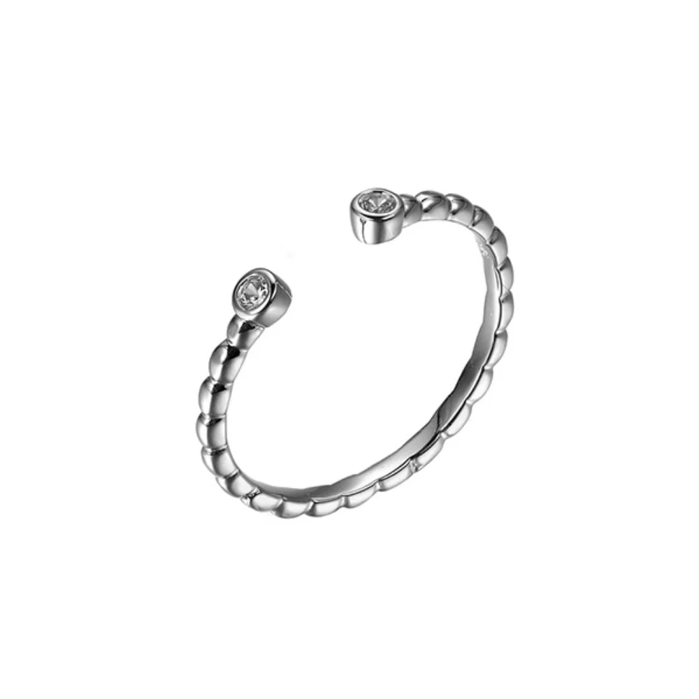 Bague ouverte torsadée en zircone cubique Diamondlite - Argent - Taille 7