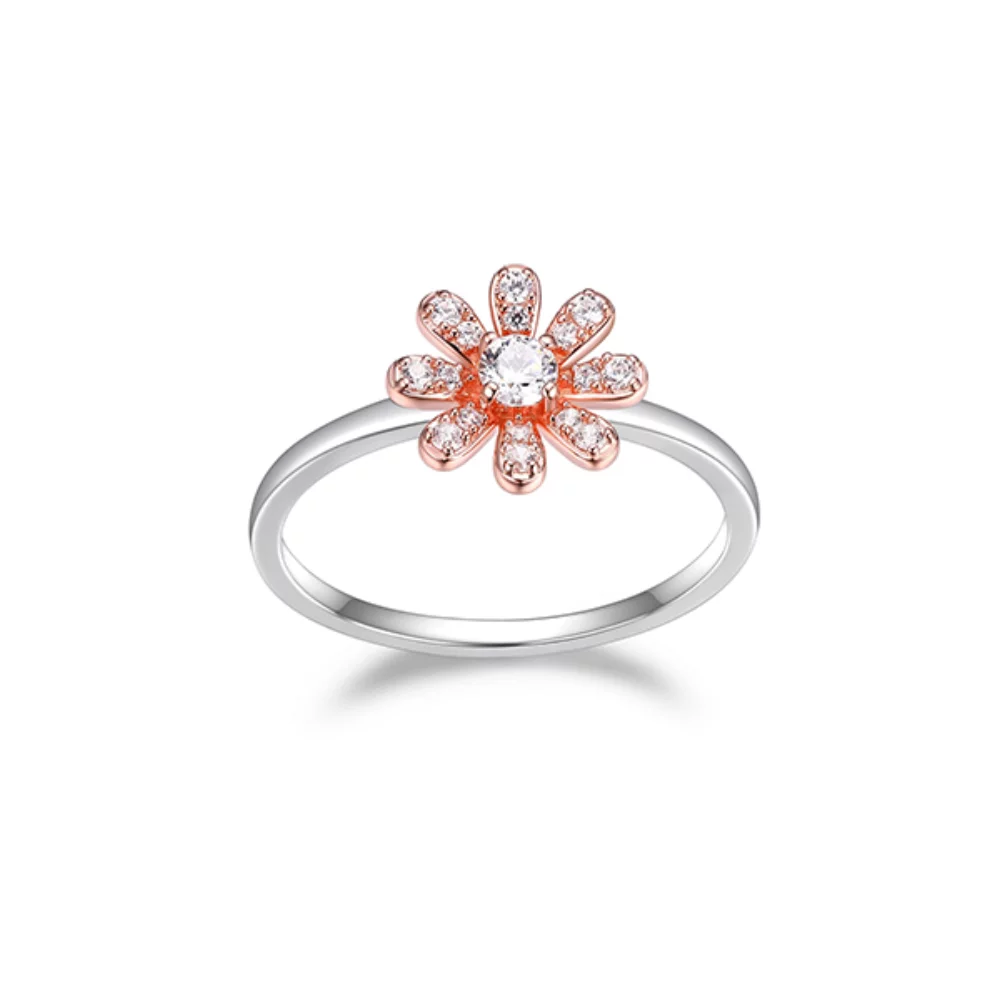 Diamondlite Cubic Zirconia Daisy Flower Ring - Rose Gold - Size 8