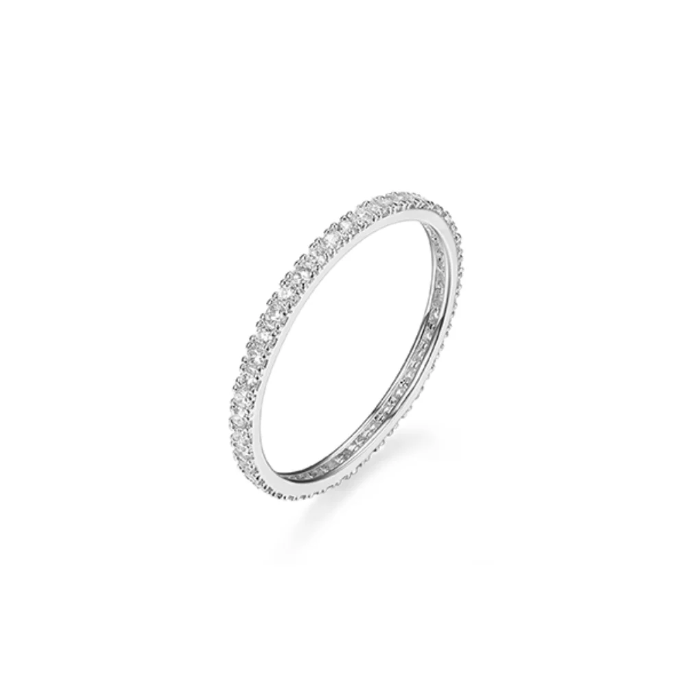 Bague d'éternité ultra-mince en zircone cubique Diamondlite - Argent - Taille 7