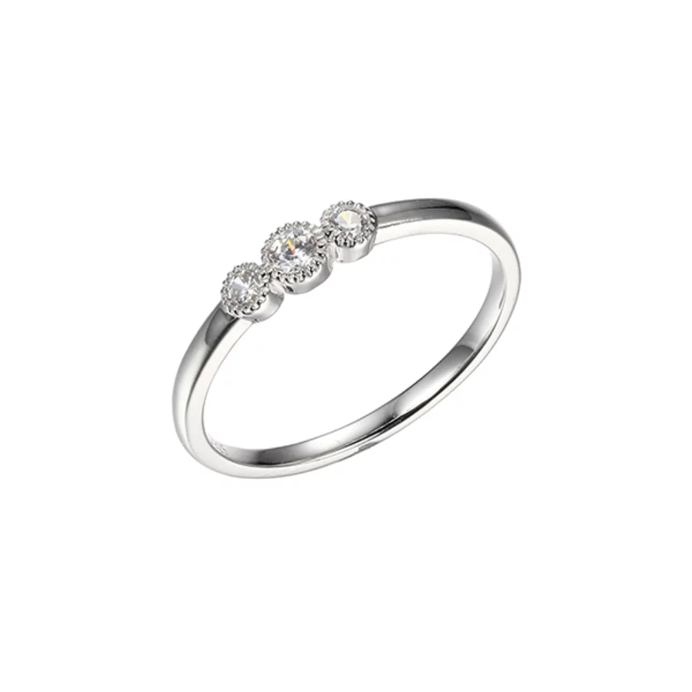 Bague en bande de zircone cubique Diamondlite avec des accents de milgrain - Taille 7 - Argent