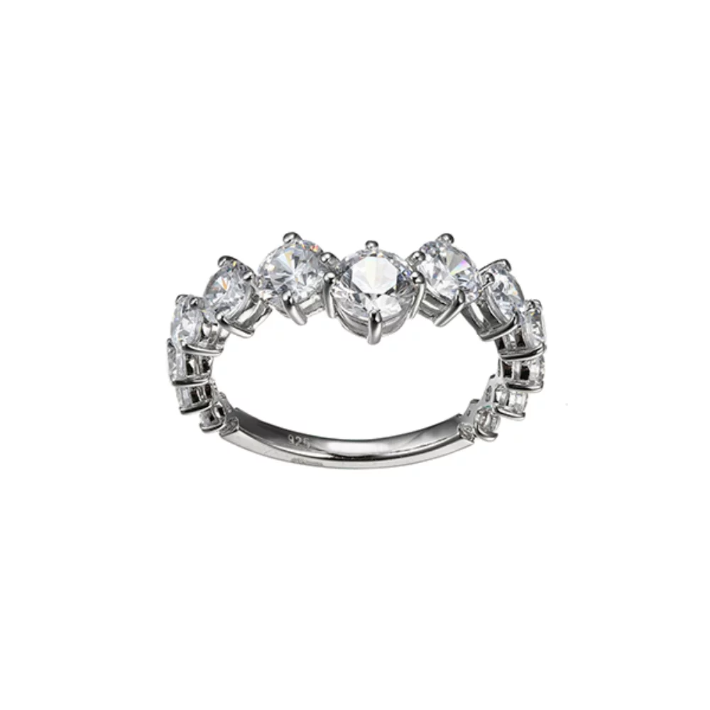 Bague cascade moderne en zircone cubique Diamondlite - Taille 7 - Argent