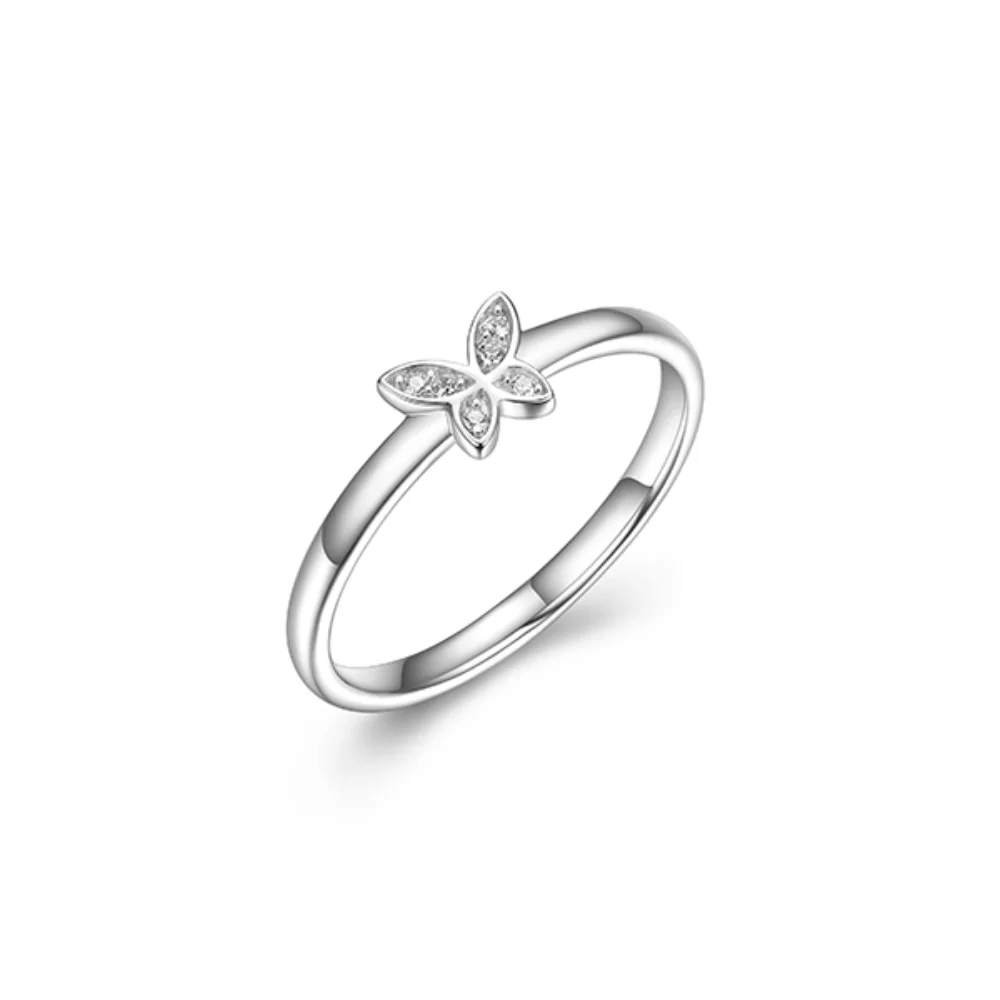 Diamondlite Cubic Zirconia Mini Butterfly Ring - Silver - Size 7