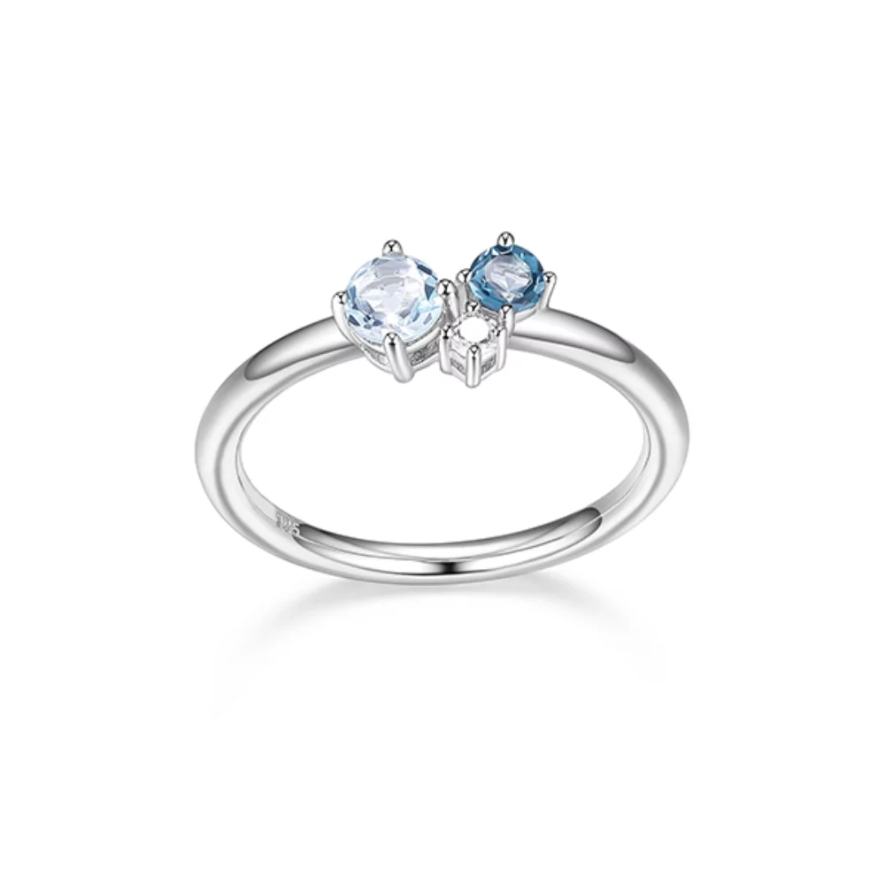 Bague trio en zircone cubique Diamondlite et topaze bleue - Argent - Taille 7