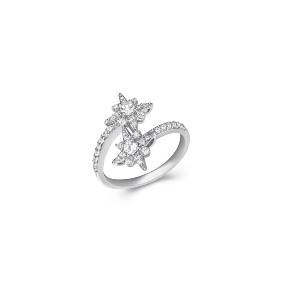 Bague à double étoile en zircone cubique Diamondlite - Argent - Taille 7