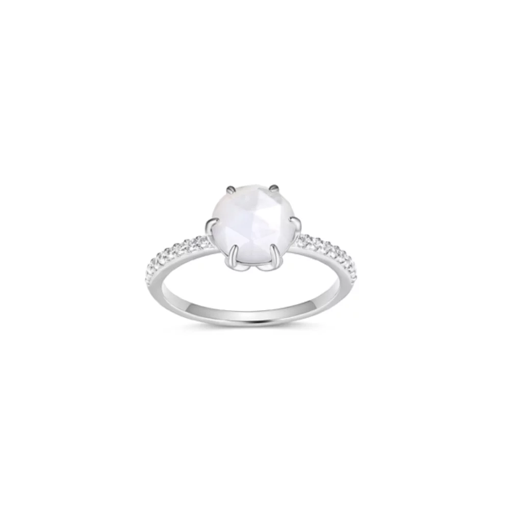 Bague Fleur De Vie Diamondlite CZ et Nacre - Argent - Taille 6