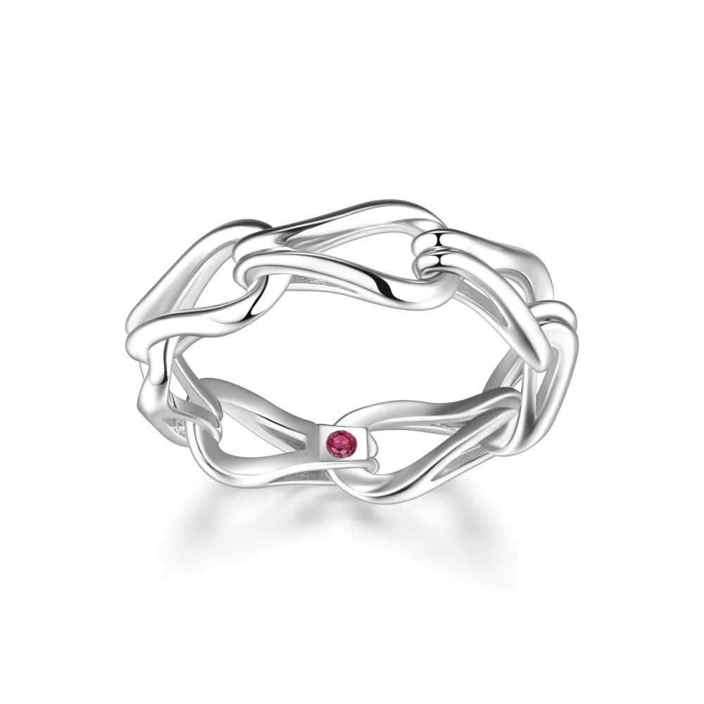 ELLE "Coalesce" Sterling Silver Link Ring - Silver - Size 8