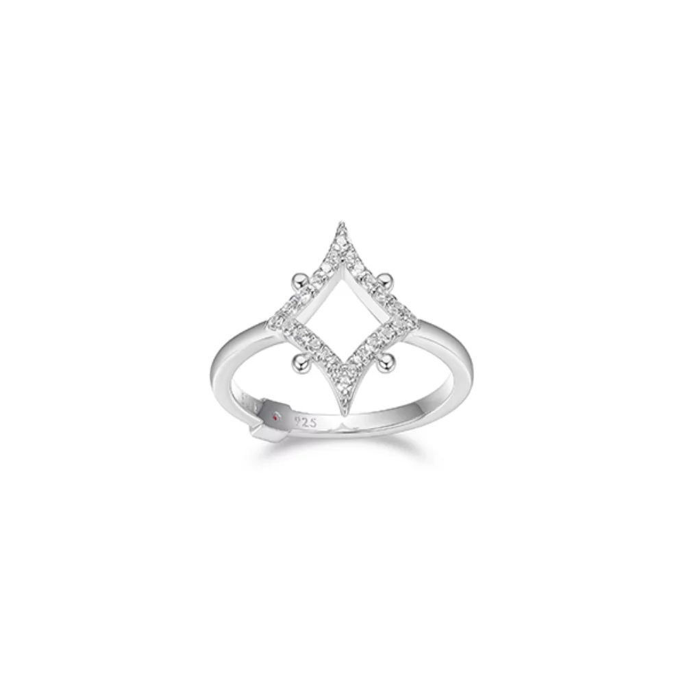 Bague en argent sterling "Stellar" en forme de losange avec zircons cubiques pavés - Argent - Taille 6