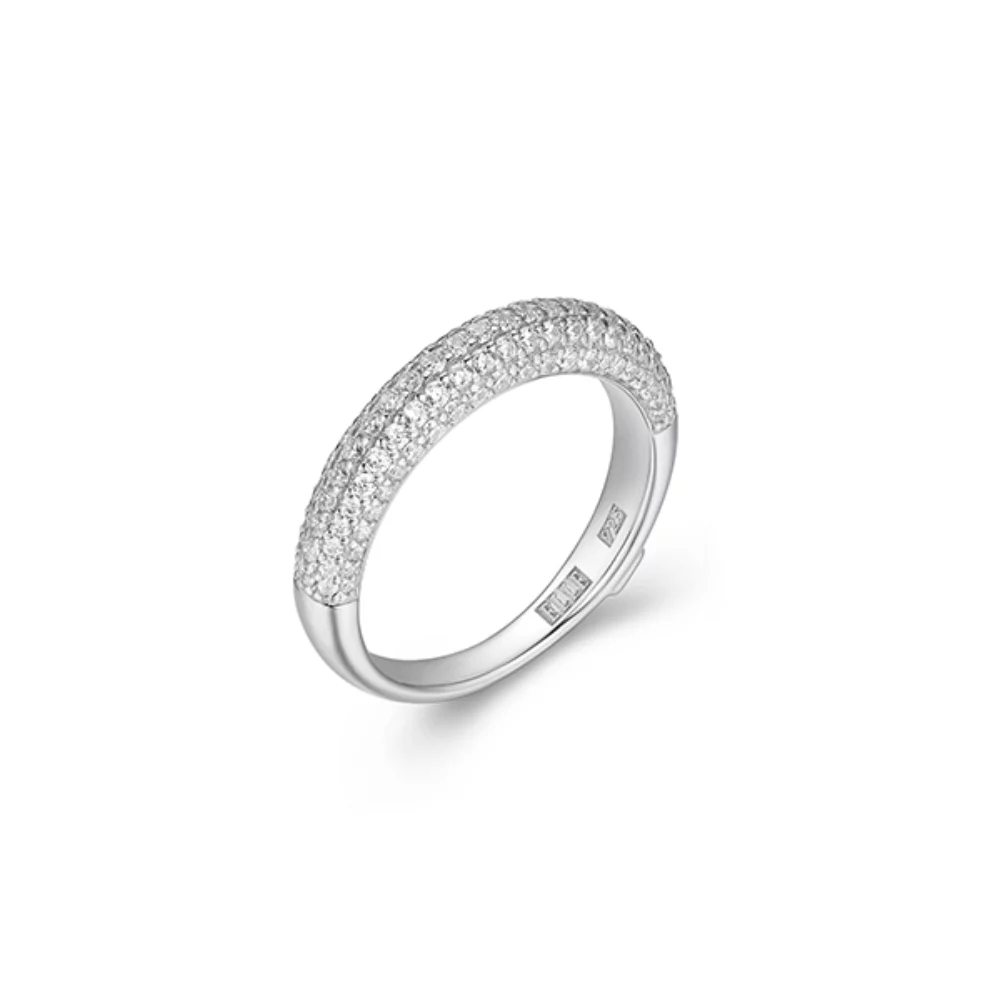 BAGUE DE DEMI-ÉTERNITÉ "Stardust" en zircone cubique transparente à 5 rangs - Argent - Taille 8