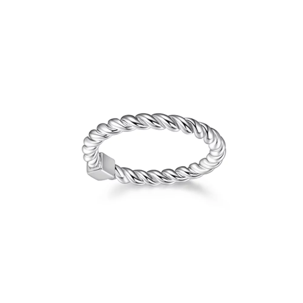 ELLE "Nautical" Rope Finish Ring - Silver - Size 8