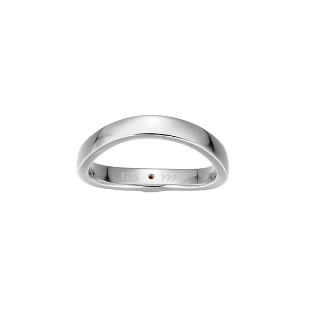 ELLE "Luna" Sterling Silver Curved Ring - Silver - Size 9