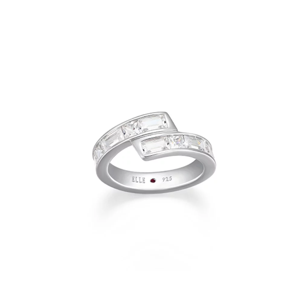 Bague "Baguette" droite et carrée en zircone cubique - Argent - Taille 7