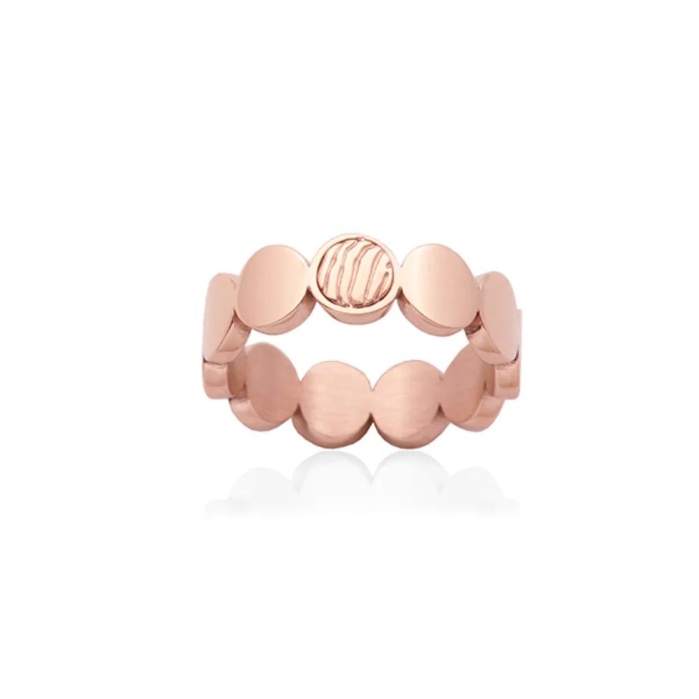 CJ Steelx Dot Band Ring in IP Rose Gold - Size 8