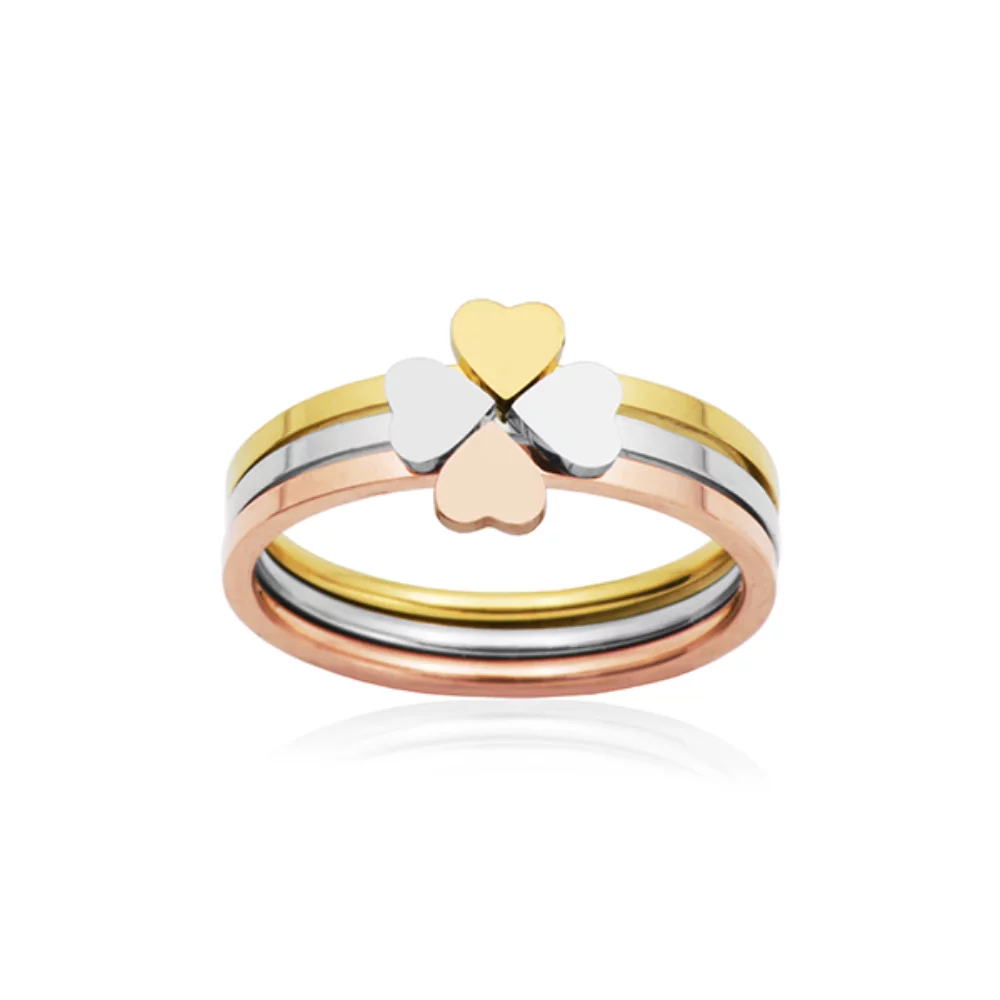 CJ Steelx Set of 3 clover/heart ring - Size 9